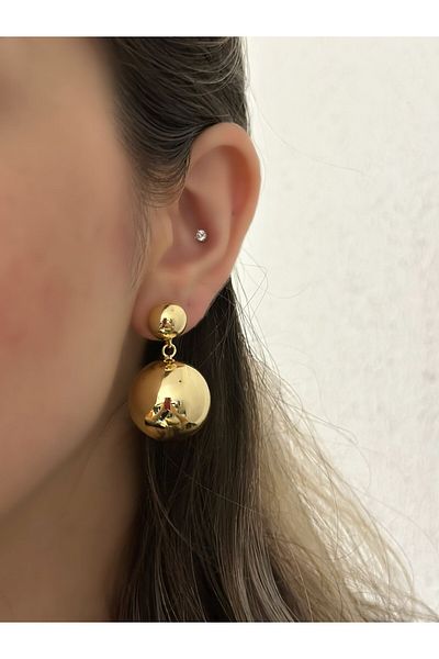 MyladyAccessoriess Hanging Ball Stud Flat Plate Earrings