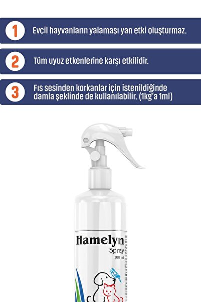 Genel Markalar Hamelyn Bit-Pire-Kene Spreyi 100ml Doğal Koruma Kedi Köpek Kuş Tavşan Uyumlu