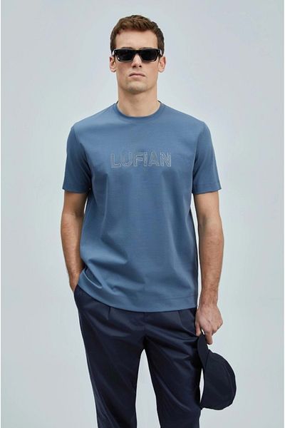 Kocamanlar Ayakkabı Lufian 111020240 Thınk Modern Graphic T-Shirt Men's T-Shirt Blue