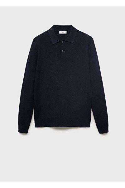 MANGO Man Mikro yapılı pamuklu polo kazak