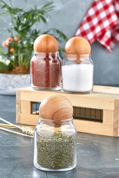 LUMİNA 3-Piece Glass Jar Spice Rack Set with Ball Lid