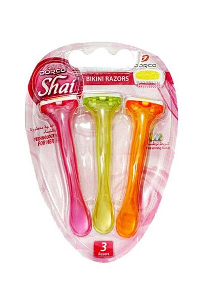 Dorco 3-Piece Shai Bikini Razor Pink/Orange/Yellow