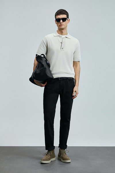 Lufian 111200211 Jashua Smart Jean Pantaloni pentru bărbați Regular Fit Pantaloni de blugi pentru bărbați NEGRI