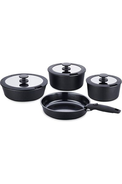 KORKMAZ 8 Piece Beige Cookware Set