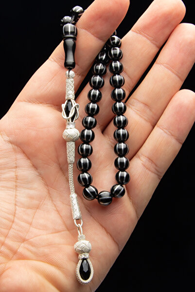 EHİNOS Erkek Hediyelik Gümüş Püskül Karpuz Kesim Oltu Tesbih