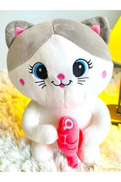 PoppyPlays Kitten Fishing Plush Toy Large 40cm - Sailor Cat Fluffy My Gift