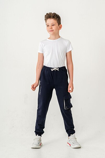 Mışıl Kids Pantaloni de trening pentru băieți cu buzunar cargo imprimați