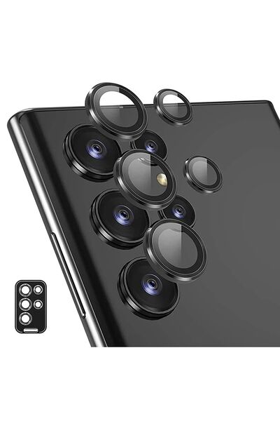 Samsung S24 Ultra-Compatible Sapphire Camera Black Lens Protector Easy Installation with Attachment Set of 5