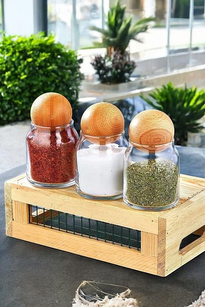 LUMİNA 3-Piece Glass Jar Spice Rack Set with Ball Lid