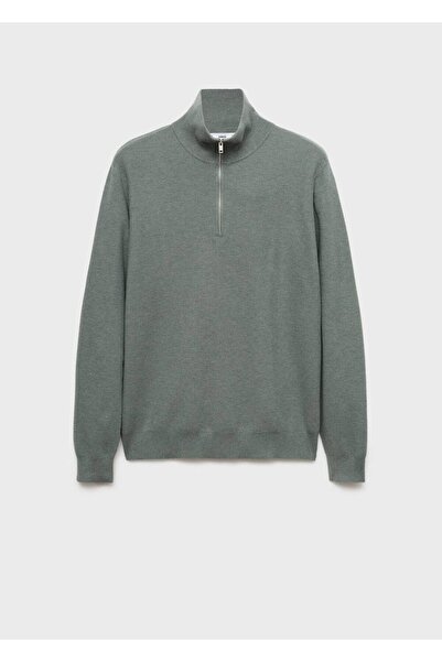 MANGO Man Mikro yapılı fermuarlı yaka kazak