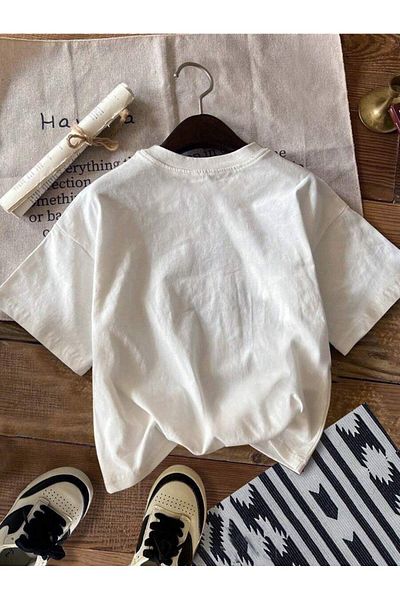 ELNOYA Unisex Cotton White Oversize "Californiye Teddy Bear" Printed Comfortable Daily T-Shirt