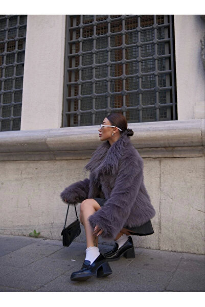 velmorafashion Velmora Shaggy Soft Textured Collared Faux Fur with Pockets - Smoked -