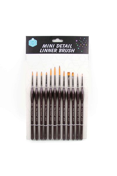 Art Tone Keep Smiling Professional Mini Detail Brush Set 12Pcs Suitable for Acrylic Oil Gouache Watercolor A6157