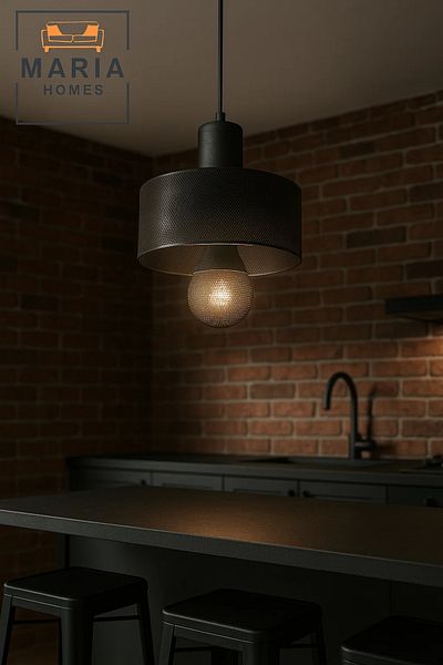 MARIA HOMES Industrial Black Mesh Pendant Light