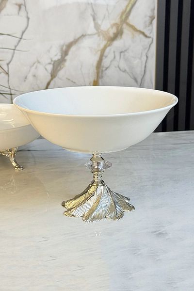 MAY HOME Porcelain Bowl & Salad Fruit Appetizer Presentation with Metal Legs
