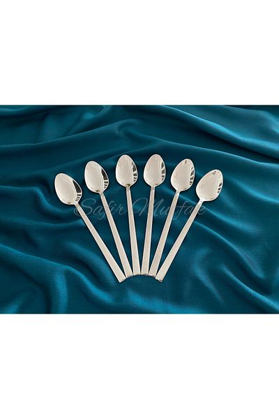 safir mutfak 6 Pieces Sticks Series Dessert Spoons Stainless Steel