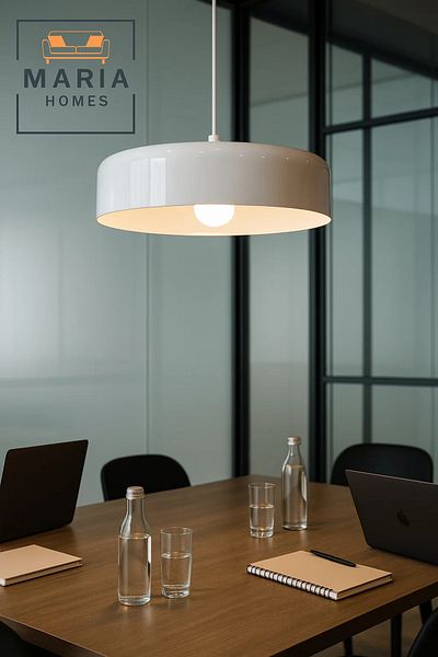 MARIA HOMES Glossy White Cylinder Pendant Light