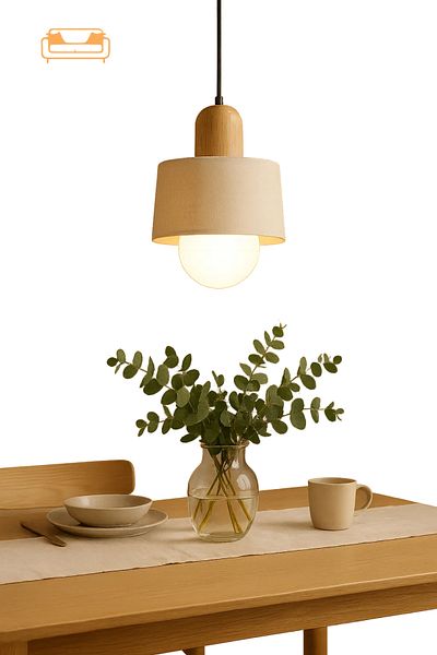 MARIA HOMES Modern Cylindrical Pendant Light with Wood Accent