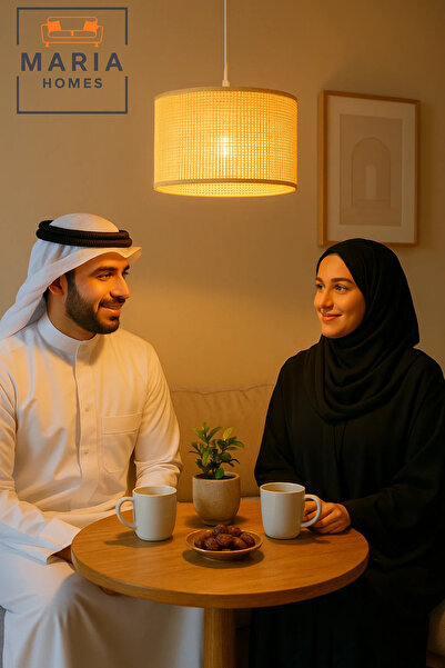 MARIA HOMES Natural Cane Woven Cylinder Pendant Light