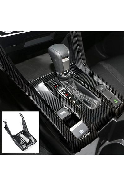 LUXE AKSESUAR Honda Civic Fc5 / Fk7 10Th Generation 2016–2021 Center Console Gear Shift Panel & Carbon Fiber Finish-One Piece