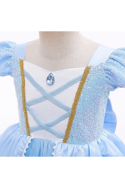 Funny Party Shop Girls' Cinderella carnival costume with bow and accessories, 5-6 years, 112-120cm