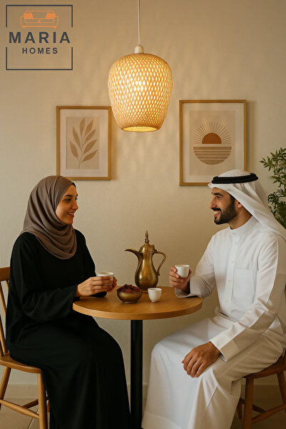 MARIA HOMES Handwoven Tall Rattan Pendant Light