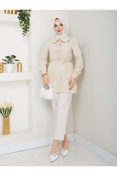 SHİROSA μουσουλμανική τουνίκ με λεπτομέρεια φιόγκου στο λαιμό