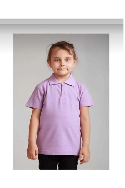 BAGİSTA BUTİK Children's Girl-Boy Lila Short Sleeve 100% Cotton Daily and Sch...