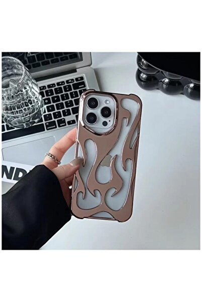 Zebana Apple iPhone 13 Pro Max Uyumlu Kılıf Zebana Flame Silikon Kılıf Rose Gold