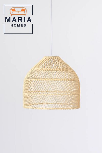 MARIA HOMES Handwoven Dome Rattan Pendant Light