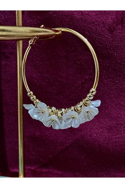 MODA Gold Floral Hoop Earrings