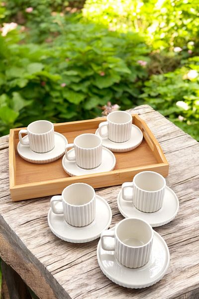 LUMİNA Saturn 12 Piece Porcelain Coffee Set - Cream