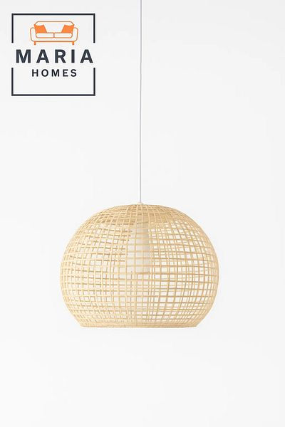 MARIA HOMES Globe-Shaped Woven Rattan Pendant Light