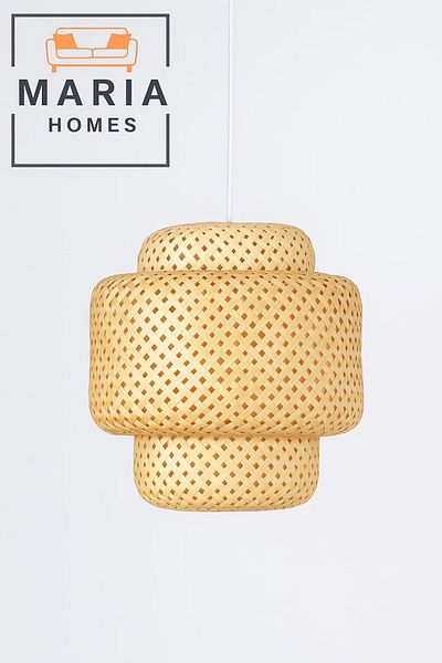 MARIA HOMES Double-Layered Handwoven Rattan Pendant Light