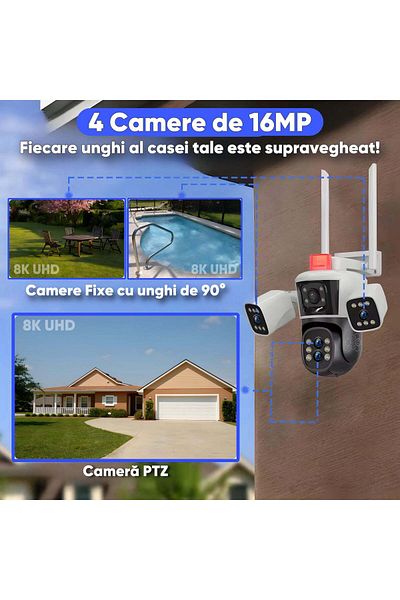 HexaCraft 4-camera surveillance camera, 16MP, HexaEye CCTV