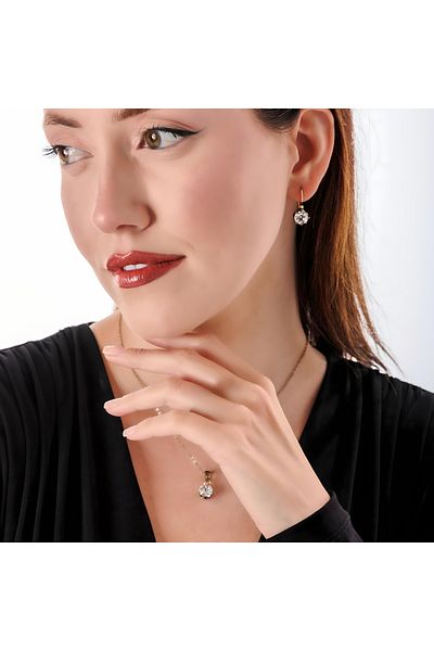 Atelier LEO Handmade Jewellery مجموعة مجوهرات كلاسيكية من النحاس الأصفر مصنوعة يدويًا من حجر الكريستال المقاوم للصدأ