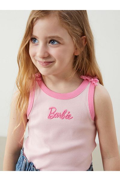 LC Waikiki Lcw Kids Pink Crew Neck Barbie Printed Girl's Undershirt