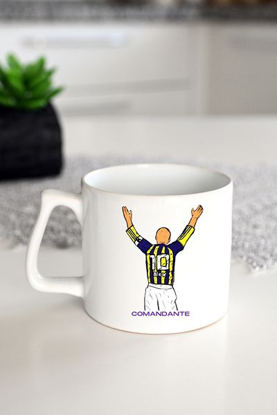 IVART Alex De Souza -Comandante Printed Porcelain D Mug with Handle-Cup-Gift-Yellow-Kralex