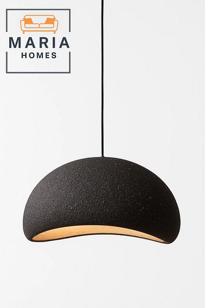 MARIA HOMES Oversized Matte Black Dome Pendant Light
