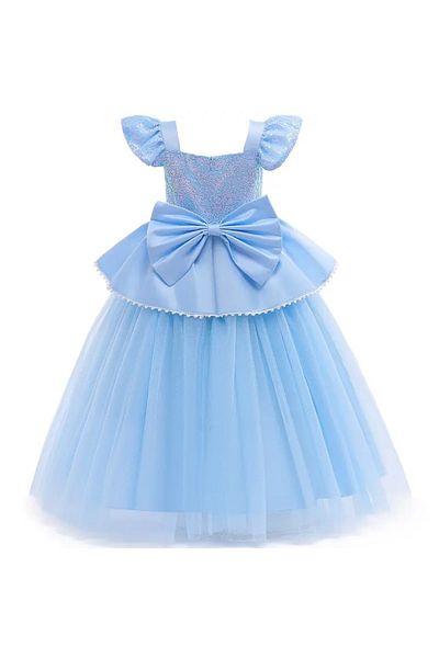 Funny Party Shop Girls' Cinderella carnival costume with bow and accessories, 5-6 years, 112-120cm