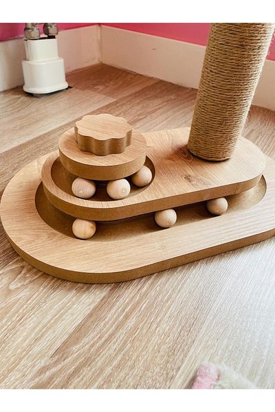 pethomealpi Cat Toy with Cat Scratching and Wooden Ball 48 cm
