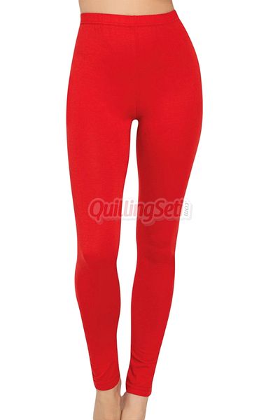 quilling Comfort and Elasticity Together: Cotton Viscose Fabric Jnk 1308 Lycra Red Color Women's Leggings