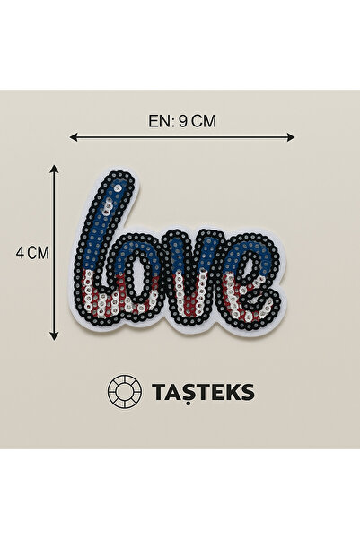 Taşteks Pul Payetli Ütülenebilen veya Sticker Olarak Kullanılabilen 'Love' Ya...