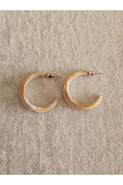SiestaAccessories Cream-Brown Color Acrylic Hoop Earrings
