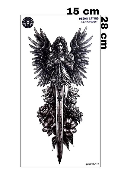 Mecit Tuhafiye SAVAŞCI KANATLI KIZ BÜYÜK BOY SIRT KOL GEÇİCİ DÖVME