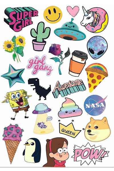 Limitless Design Colorful Character Sticker Set - Piece |   Laptop & Notebook Decoration