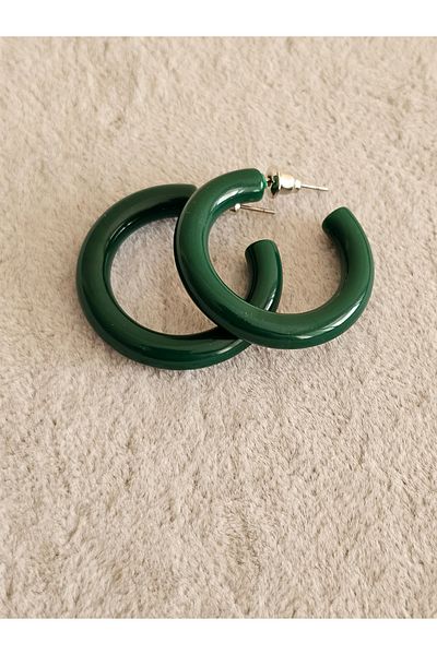 SiestaAccessories Green Color Acrylic Hoop Earrings