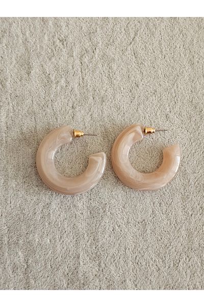 SiestaAccessories Cream-Brown Color Acrylic Hoop Earrings