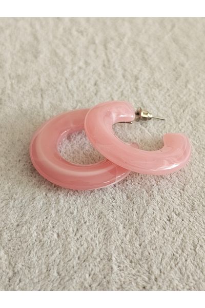SiestaAccessories Pink Color Acrylic Hoop Earrings