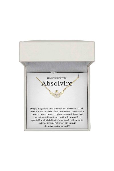 The Jewel Heart Colier Pentru Absolvire – Bijuterie Din Argint 925 Aurit, Cu Mesaj De Încurajare, Cutie Cu LED